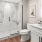 a bathroom with a shower curtain