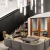 a living room with a couch and a table