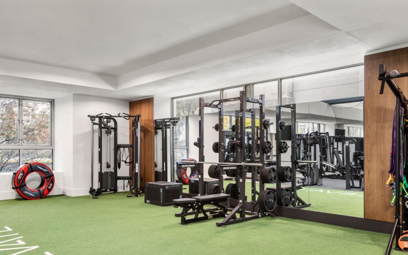 a room with treadmills and treadmills